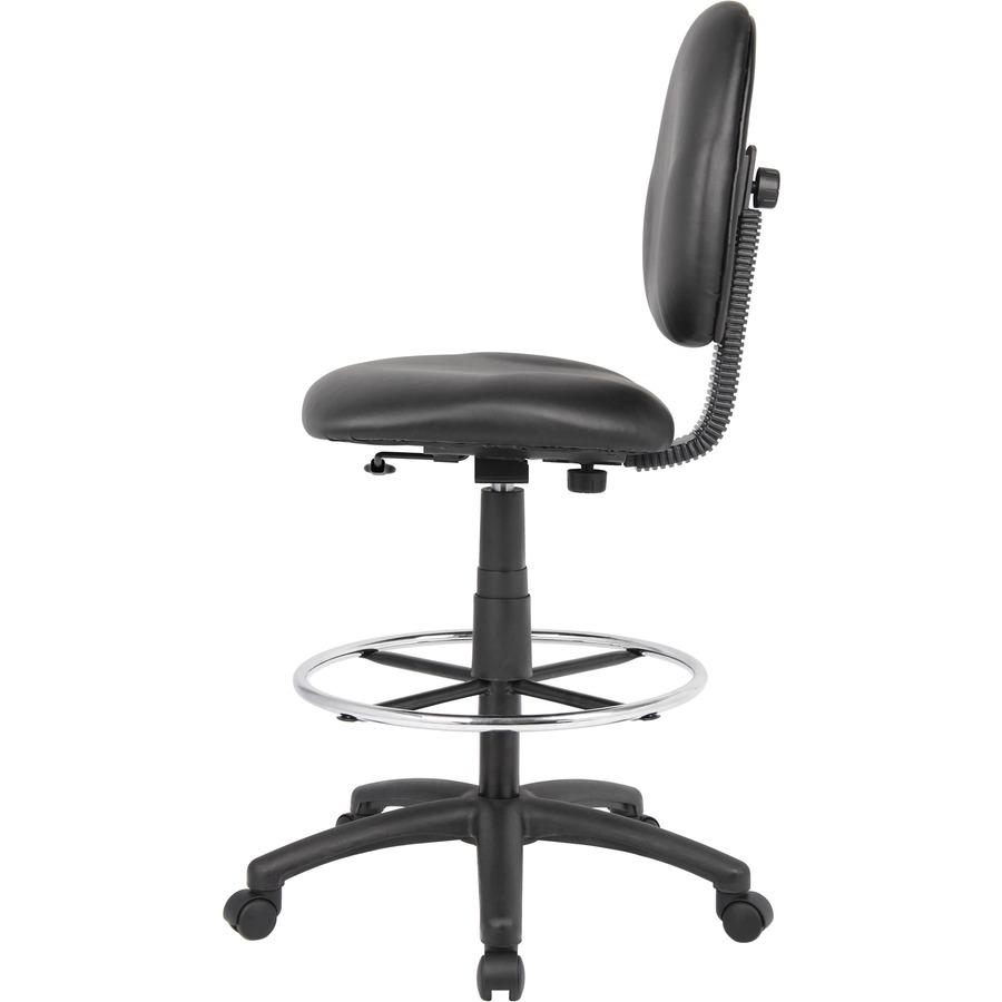 Boss Stand Up Drafting Stool with Foot Rest Black - Black Vinyl Seat - Black Vinyl Back - 5-star Base - 1 Each. Picture 6