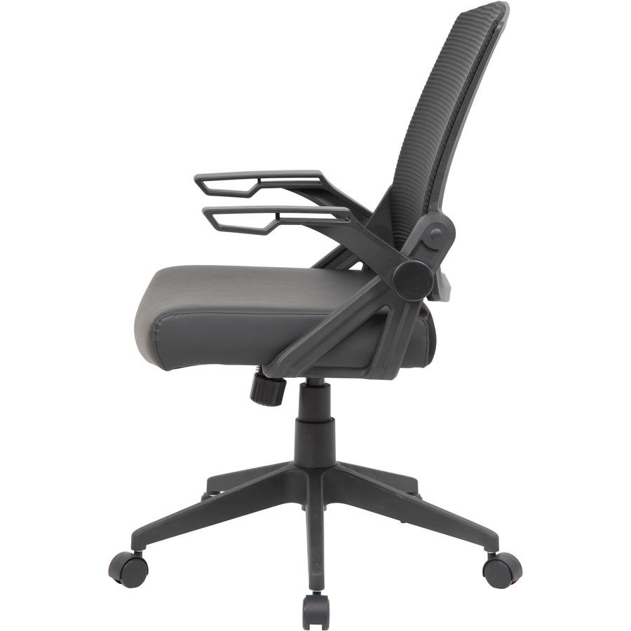 Boss Mesh Flip Arm Task Chair - Black Seat - Black Back - Black Frame - 5-star Base - 1 Each. Picture 6