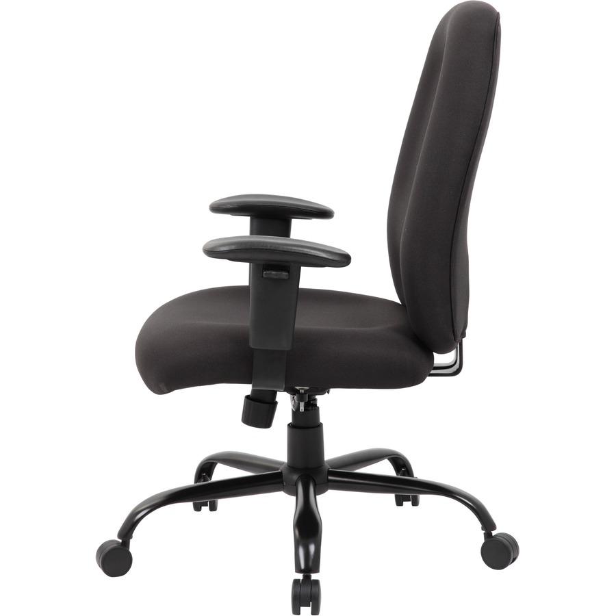 Boss Heavy Duty Task Chair- 400 lbs - Black Crepe Fabric Seat - Black Crepe Fabric Back - Black Frame - 5-star Base - Armrest - 1 Each. Picture 6