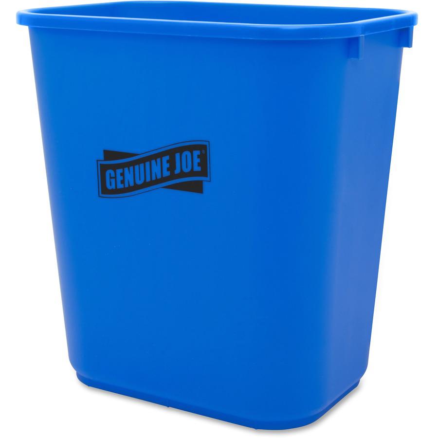 Genuine Joe 28-1/2 Quart Recycle Wastebasket - 7.13 gal Capacity - Rectangular - 15" Height x 14.5" Width x 10.5" Depth - Blue, White - 12 / Carton. Picture 5