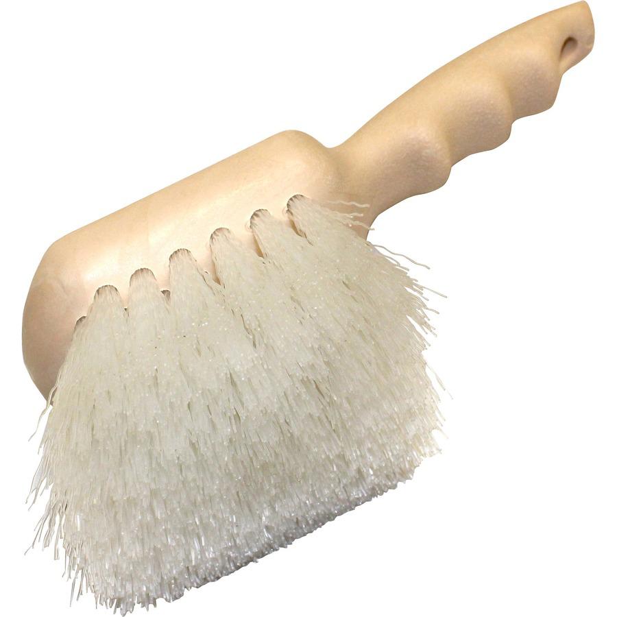 Genuine Joe Nylon Utility Brush - Nylon Bristle - 9" Handle Length - 12 / Carton - White. Picture 3