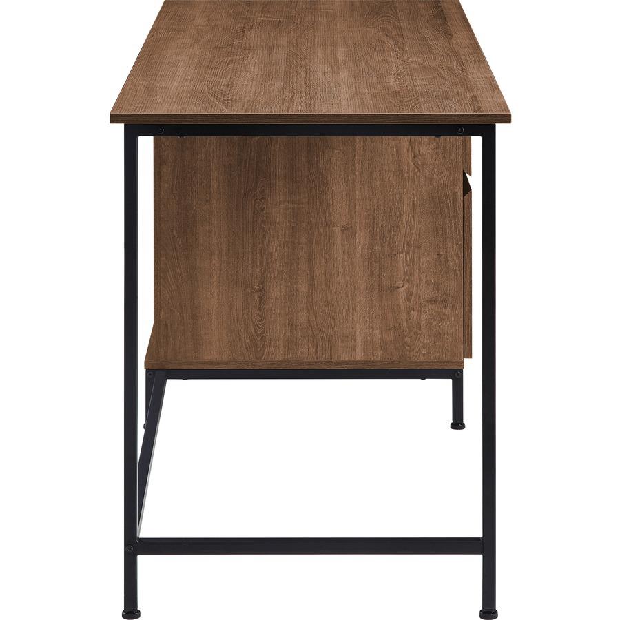 Lorell SOHO Desk with Side Drawers - 55" x 23.6"30" - 3 x File Drawer(s) - Single Pedestal on Right Side - Finish: Walnut. Picture 6