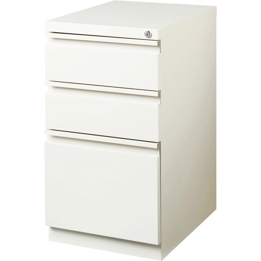 Lorell 20" Box/Box/File Mobile File Cabinet with Full-Width Pull - 15" x 19.9" x 27.8" for Box, File - Letter - Vertical - Mobility, Ball-bearing Suspension, Removable Lock, Pull-out Drawer, Recessed . Picture 8