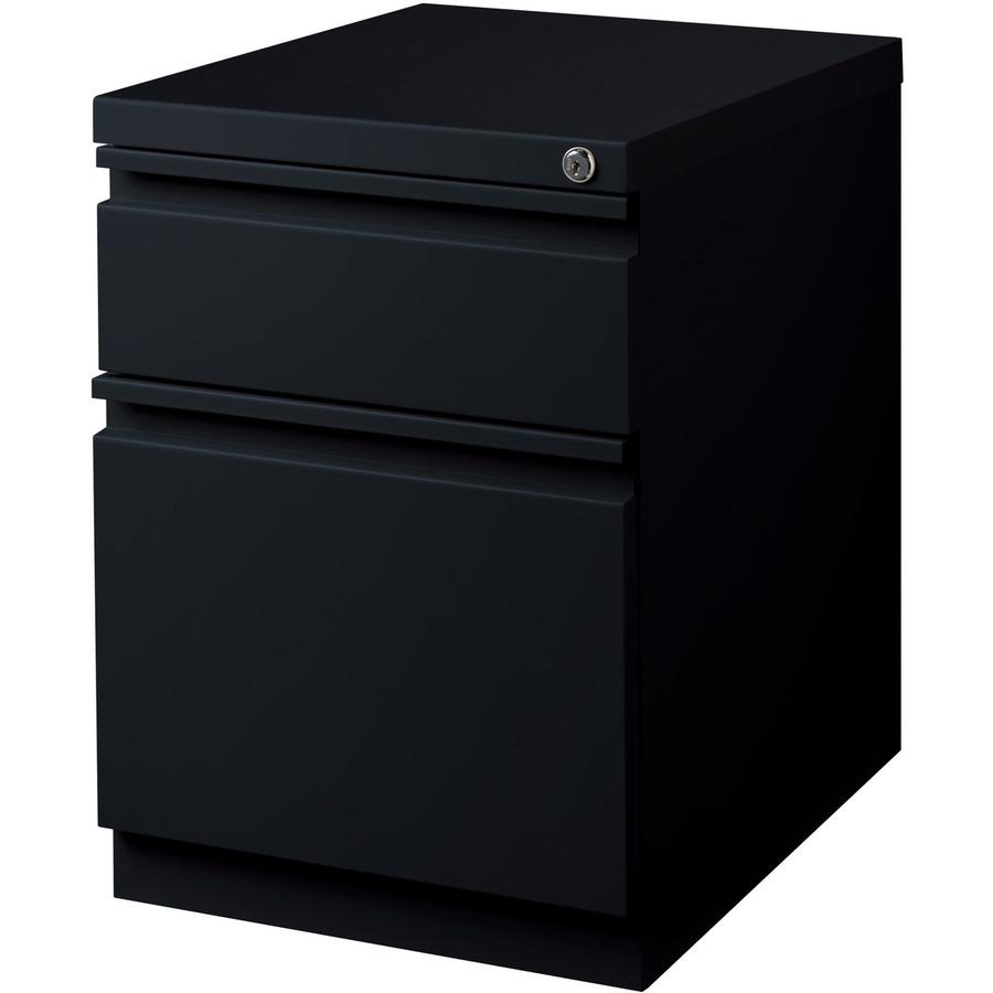 Lorell 20" Box/File Mobile Pedestal - 15" x 19.9" x 23.8" for Box, File - Letter - Mobility, Ball-bearing Suspension, Removable Lock, Pull-out Drawer, Recessed Drawer, Anti-tip, Casters, Key Lock - Bl. Picture 8
