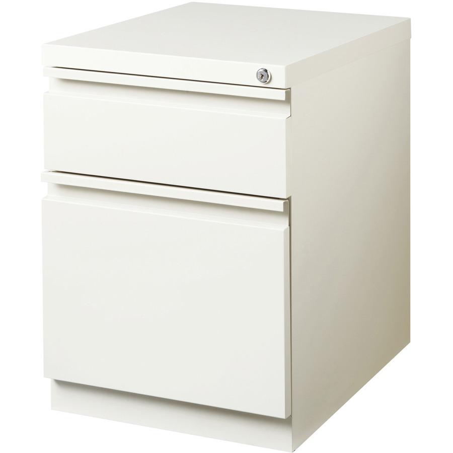 Lorell 20" Box/File Mobile Pedestal - 15" x 19.9" x 23.8" for Box, File - Letter - Mobility, Ball-bearing Suspension, Removable Lock, Pull-out Drawer, Recessed Drawer, Anti-tip, Casters, Key Lock - Wh. Picture 8