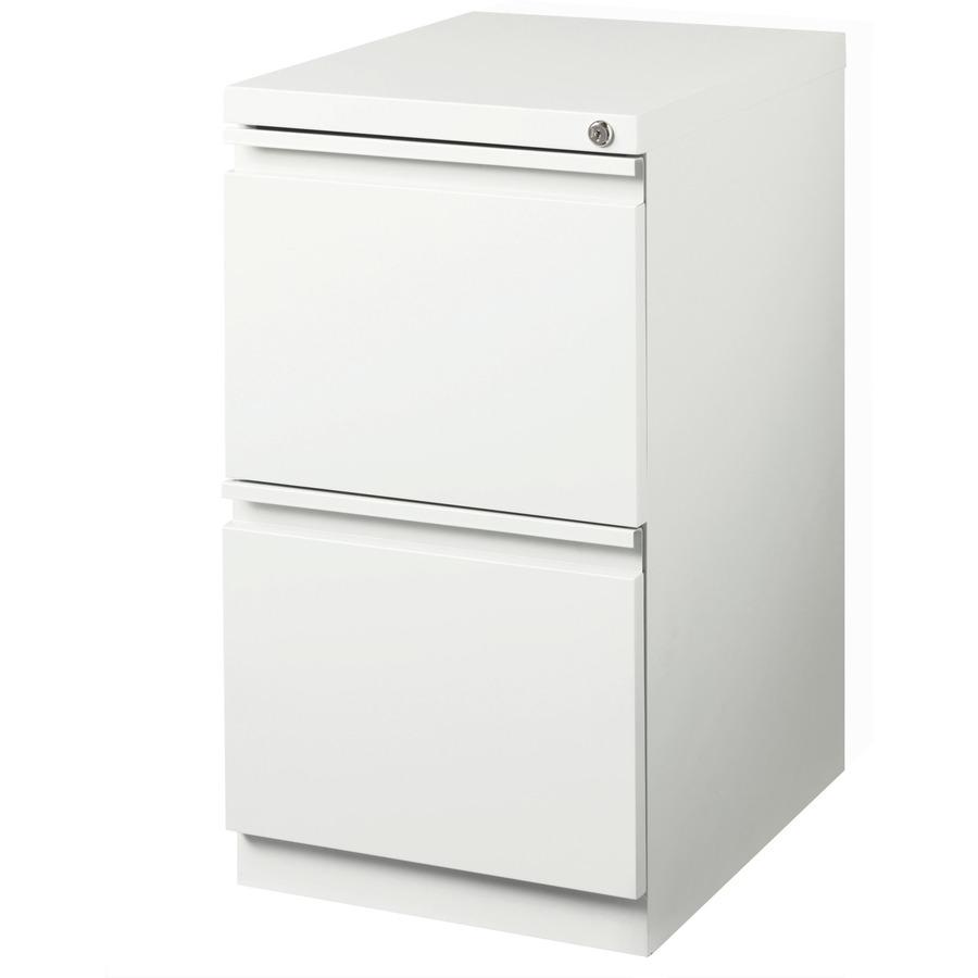 Lorell File/File Mobile Pedestal - 15" x 19.9" x 27.8" for File - Letter - Mobility, Ball-bearing Suspension, Removable Lock, Pull-out Drawer, Recessed Drawer, Casters, Key Lock - White - Steel - Recy. Picture 8
