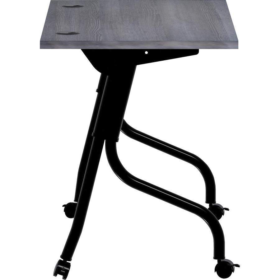 Lorell Charcoal Flip Top Training Table - Charcoal Rectangle, Melamine Top - Black Four Leg Base - 4 Legs - 48" Table Top Width x 23.60" Table Top Depth - 29.50" Height - Melamine. Picture 4