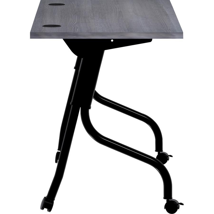 Lorell Flip Top Training Table - Charcoal Rectangle, Melamine Top - Black Four Leg Base - 4 Legs x 60" Table Top Width x 23.60" Table Top Depth - 29.50" Height - Melamine - 1 Each. Picture 7