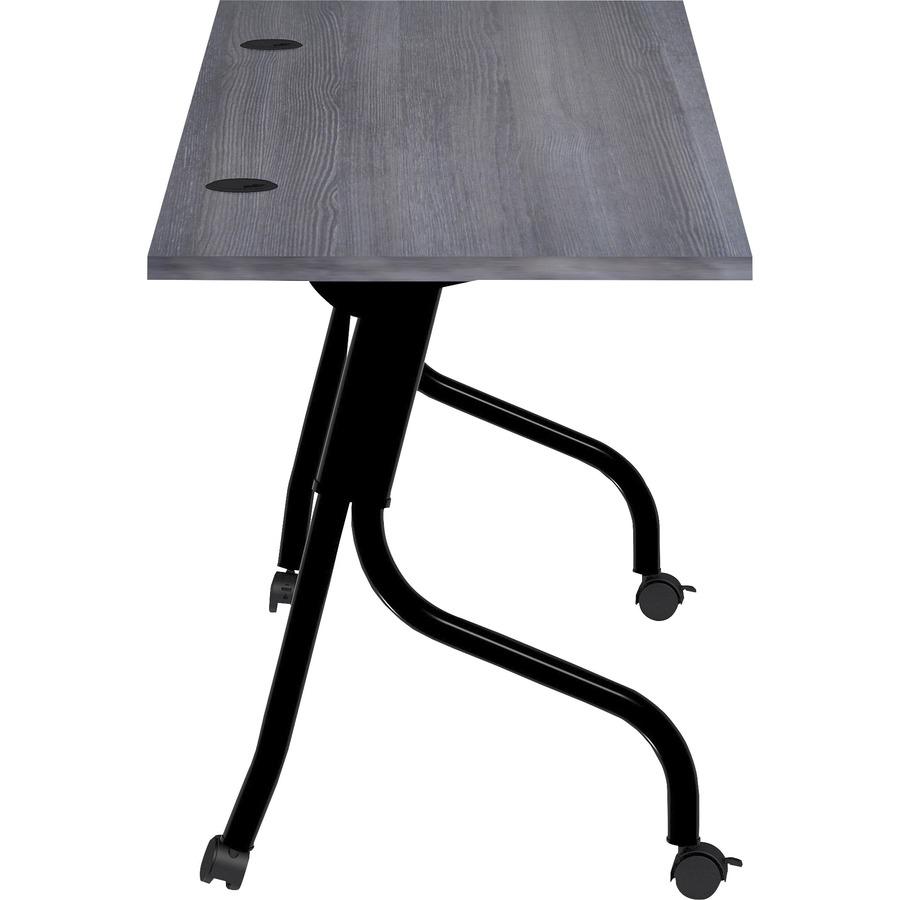 Lorell Charcoal Flip Top Training Table - For - Table TopCharcoal Rectangle, Melamine Top - Black Four Leg Base - 4 Legs x 72" Table Top Width x 23.60" Table Top Depth - 29.50" Height - Melamine - 1 E. Picture 7