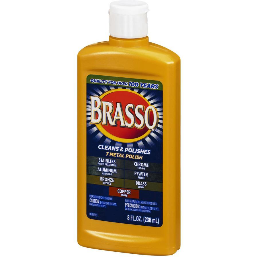 Brasso Metal Polish - 8 fl oz (0.3 quart)Bottle - 8 / Carton - Tan. Picture 3