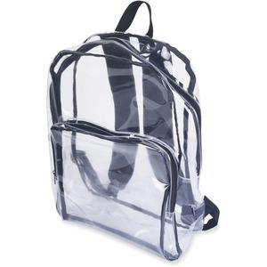 Tatco Carrying Case (Backpack) Notebook - Clear, Black - Vinyl - Shoulder Strap - 1" Height x 14.3" Width x 17.5" Depth - 1 Pack. Picture 6