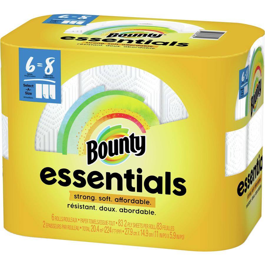 Bounty Essentials Select-A-Size Paper Towels - 6 Big Rolls = 8 Regular - 2 Ply - 83 Sheets/Roll - Paper - 6 Per Pack - 1 / Pack. Picture 5