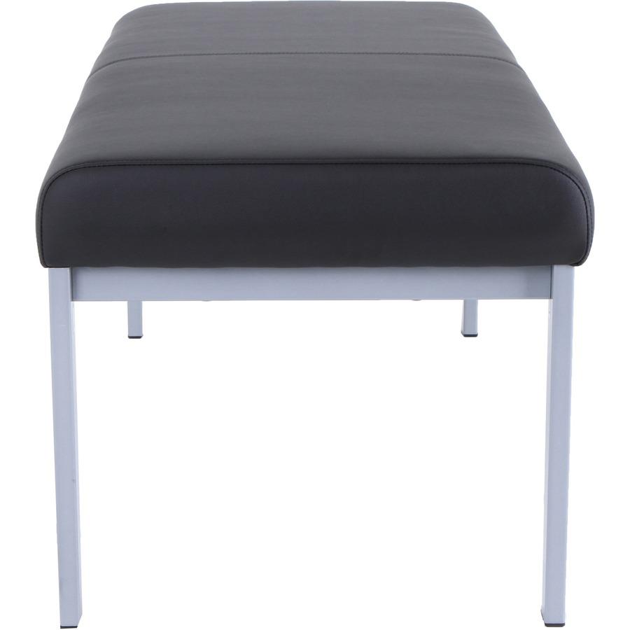 Lorell Healthcare Reception Guest Bench - Silver Powder Coated Steel Frame - Four-legged Base - Black - Vinyl - 1 Each. Picture 6