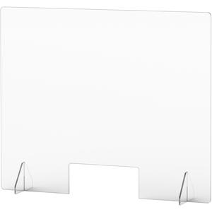 Lorell Social Distancing Barrier w/Pass-Through Cutout - 36" Width x 7" Depth x 30" Height - 1 Each - Clear - Acrylic. Picture 4