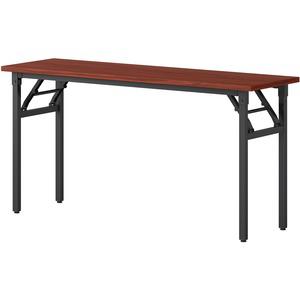 Lorell Folding Training Table - Melamine Top - 60" Table Top Width x 18" Table Top Depth x 1" Table Top Thickness - 30" HeightAssembly Required - Mahogany - Particleboard Top Material - 1 Each. Picture 6