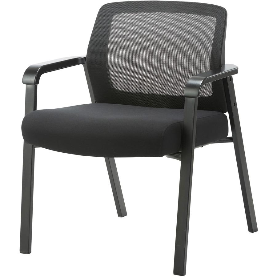Lorell Big & Tall Mesh Low-Back Guest Chair - Fabric Seat - Mesh Back - Steel Frame - Low Back - Black - 1 Each. Picture 5