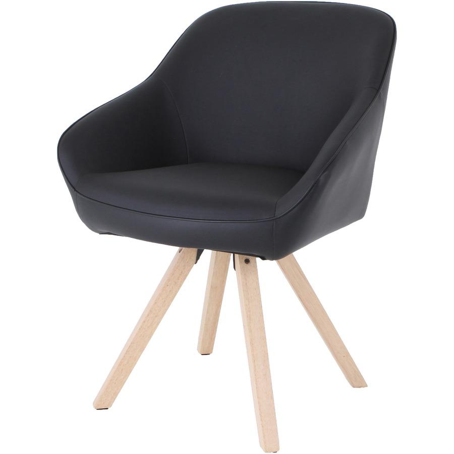 Lorell Natural Wood Legs Modern Guest Chair - Four-legged Base - Black - 1 Each. Picture 10