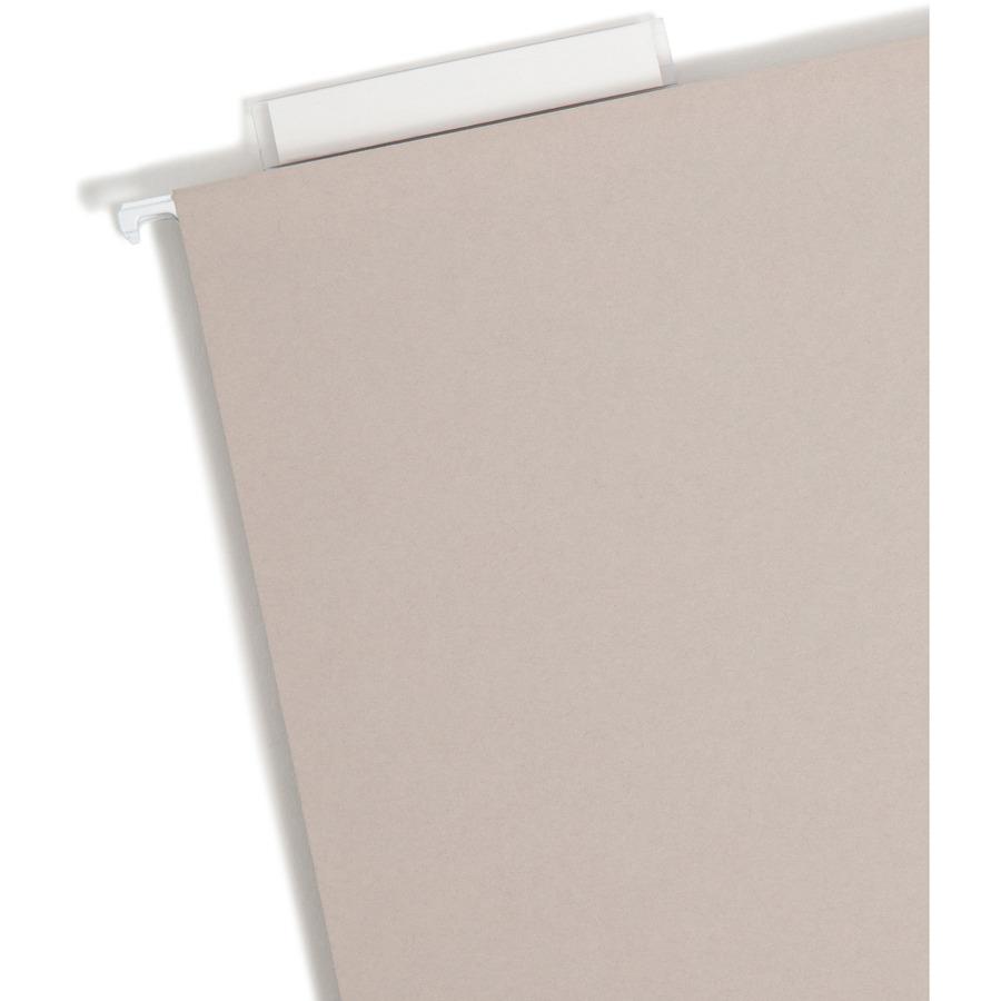 Smead TUFF 1/3 Tab Cut Letter Recycled Hanging Folder - 8 1/2" x 11" - 4" Expansion - Top Tab Location - Assorted Position Tab Position - Steel Gray - 10% Recycled - 18 / Box. Picture 6