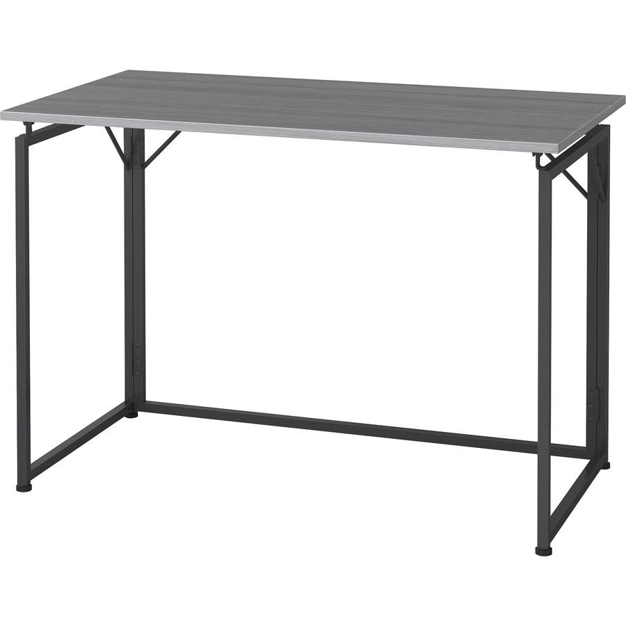 Lorell Folding Desk - Weathered Charcoal Laminate Rectangle Top - Black Base x 43.30" Table Top Width x 23.62" Table Top Depth - 30" Height - Assembly Required - Gray. Picture 4