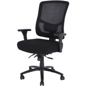 Lorell Big & Tall Mesh Back Chair - Fabric Seat - Black - 1 Each. Picture 5