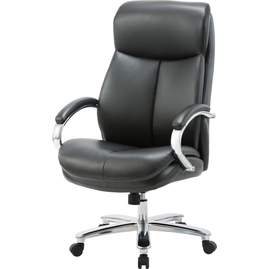 Lorell Big & Tall High-Back Chair - Bonded Leather Seat - Black Bonded Leather Back - High Back - Black - Armrest - 1 Each. Picture 7