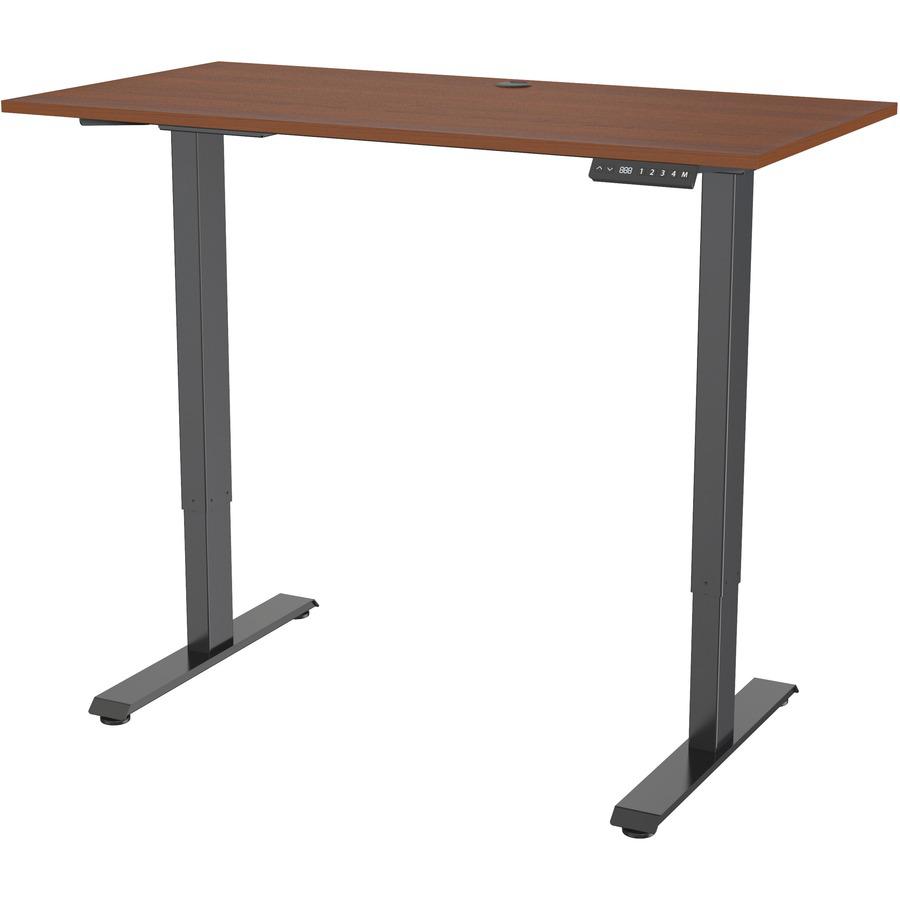 Lorell Height-Adjustable 2-Motor Desk - Dark Walnut Rectangle Top - Black T-shaped Base - 48" Table Top Length x 24" Table Top Width x 0.70" Table Top Thickness - 47.20" Height - Assembly Required - B. Picture 11