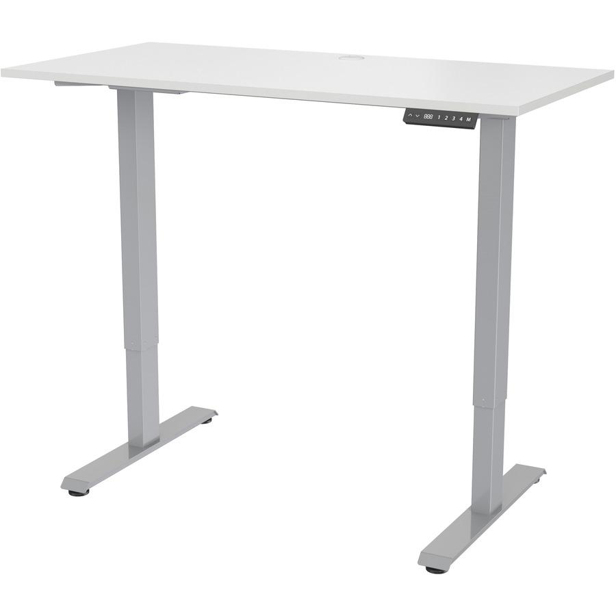 Lorell Height-Adjustable 2-Motor Desk - White Rectangle Top - Gray T-shaped Base - 48" Table Top Length x 24" Table Top Width x 0.70" Table Top Thickness - 47.20" Height - Assembly Required. Picture 4