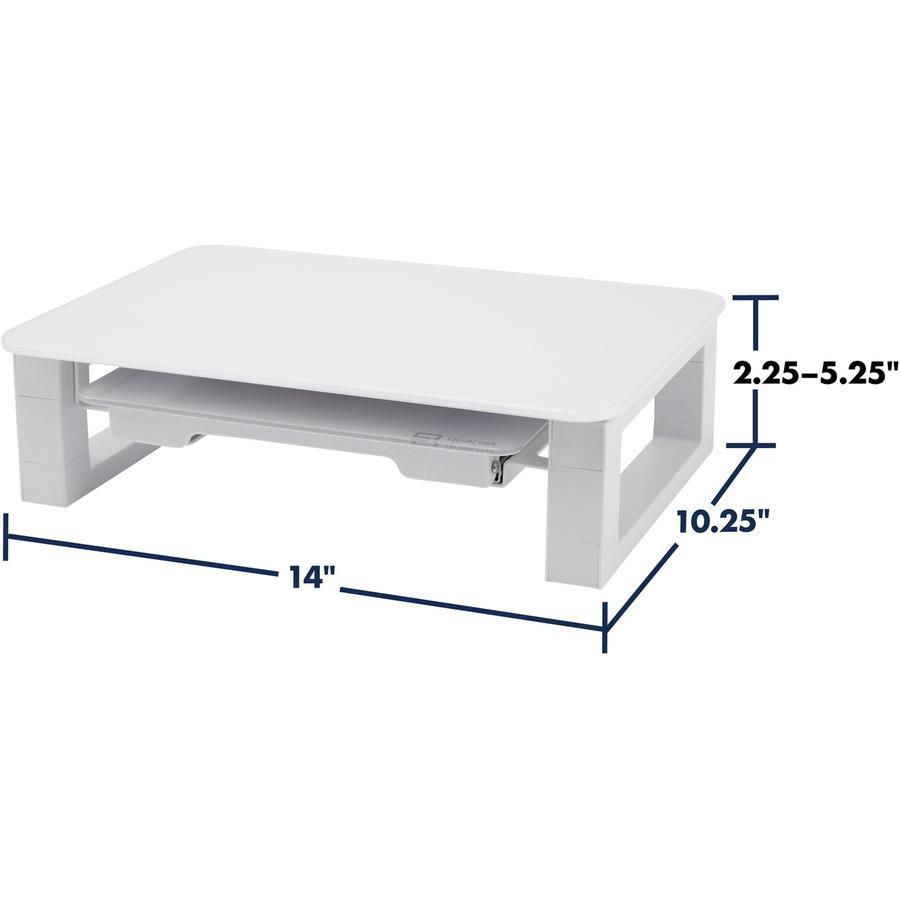 Quartet Monitor Riser with Glass Dry-Erase Board Desktop - 100 lb Load Capacity - 5" Height x 10" Width - Desktop - White. Picture 6