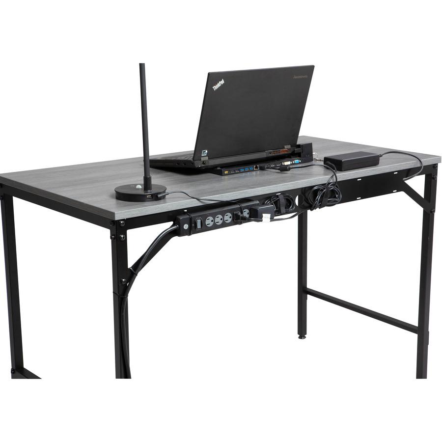 Safco Simple Study Desk - Sterling Ash Rectangle, Laminated Top - Black Powder Coat Four Leg Base - 4 Legs - 45.50" Table Top Width x 23.50" Table Top Depth x 0.75" Table Top Thickness - 29.50" Height. Picture 10