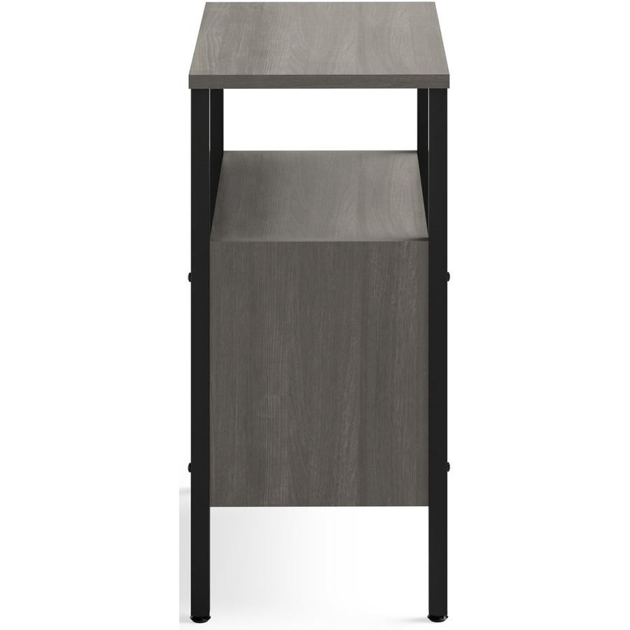Safco Simple Storage Unit - 23.5" x 14"29.5" , 0.8" Top, 21" x 11"12.8" Shelf, 21"8.3" Top Opening - Material: Steel, Melamine Laminate - Finish: Neowalnut - Laminate Table Top. Picture 9