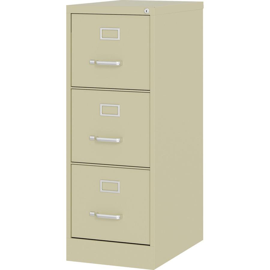 Lorell Fortress Series 22" Commercial-Grade Vertical File Cabinet - 15" x 22" x 40.2" - 3 x Drawer(s) for File - Letter - Vertical - Ball-bearing Suspension, Removable Lock, Pull Handle, Wire Manageme. Picture 6