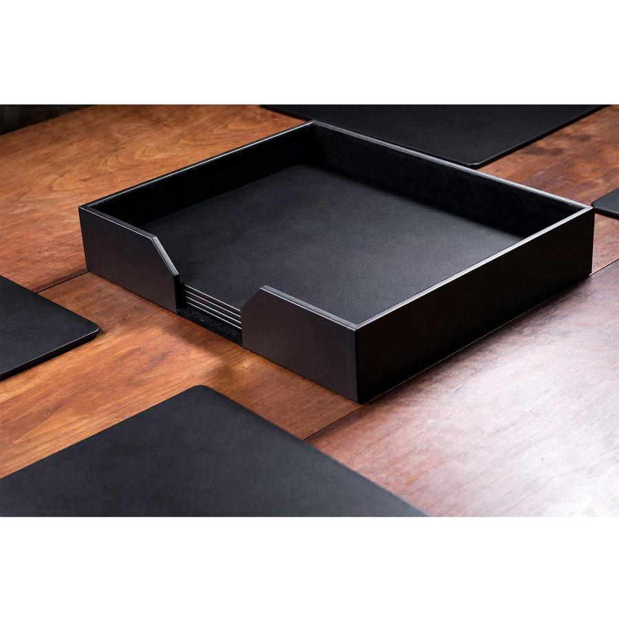 Dacasso Leather Conference Room Set - Rectangular - 17" Width - Top Grain Leather, Velveteen - Black. Picture 6