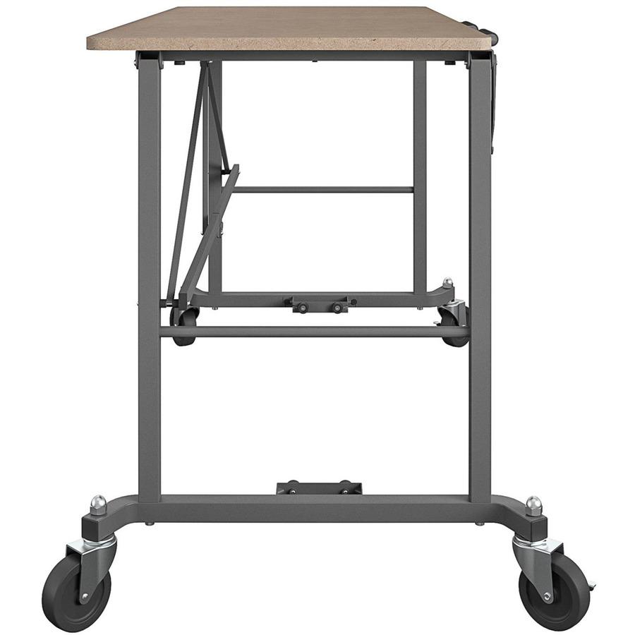 Cosco Smartfold Portable Work Desk Table - Rectangle Top - Four Leg Base - 4 Legs - 350 lb Capacity x 51.40" Table Top Width x 26.50" Table Top Depth - 55.45" Height - Assembly Required - Brown - Stee. Picture 8