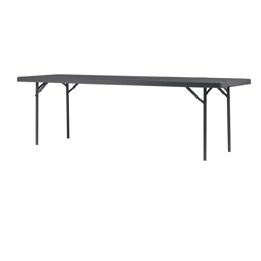 Dorel ZOWN 96" Commercial Blow Mold Folding Table - 4 Legs - 1000 lb Capacity x 96" Table Top Width x 30" Table Top Depth - 29.30" Height - Gray - High-density Polyethylene (HDPE), Resin - 1 Each. Picture 6