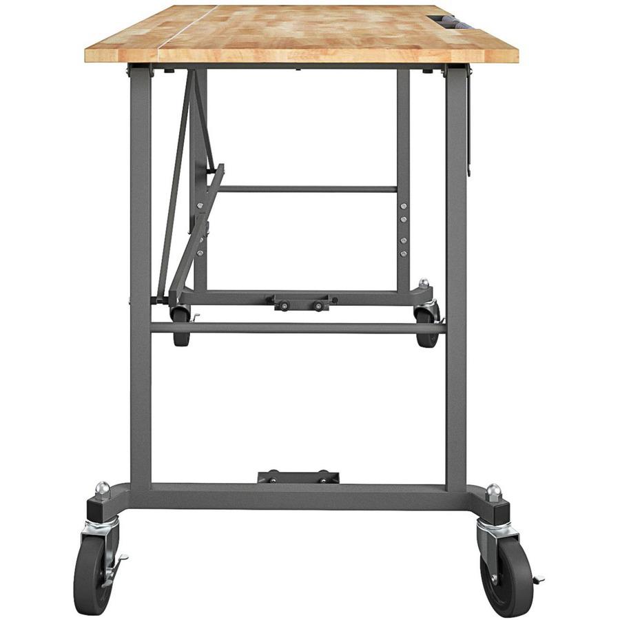 Cosco Smartfold Portable Work Desk Table - Four Leg Base - 4 Legs - 400 lb Capacity x 14.50" Table Top Width x 25.51" Table Top Depth - 55.25" Height - Gray - Steel - Hardwood Top Material - 1 Each. Picture 7