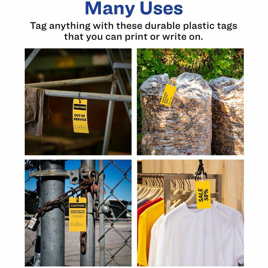 Avery&reg; UltraDuty Lock Out Tag Out Hang Tags - 2.92" Length x 5.50" Width - 60 / Pack - Plastic - Yellow. Picture 8