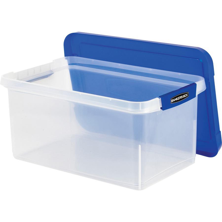 Bankers Box Heavy-Duty File Box - External Dimensions: 14.2" Width x 22.4" Depth x 10.6" Height - Media Size Supported: Letter 8.50" x 11" - Lid Lock Closure - Stackable - Plastic, Polypropylene - Cle. Picture 4