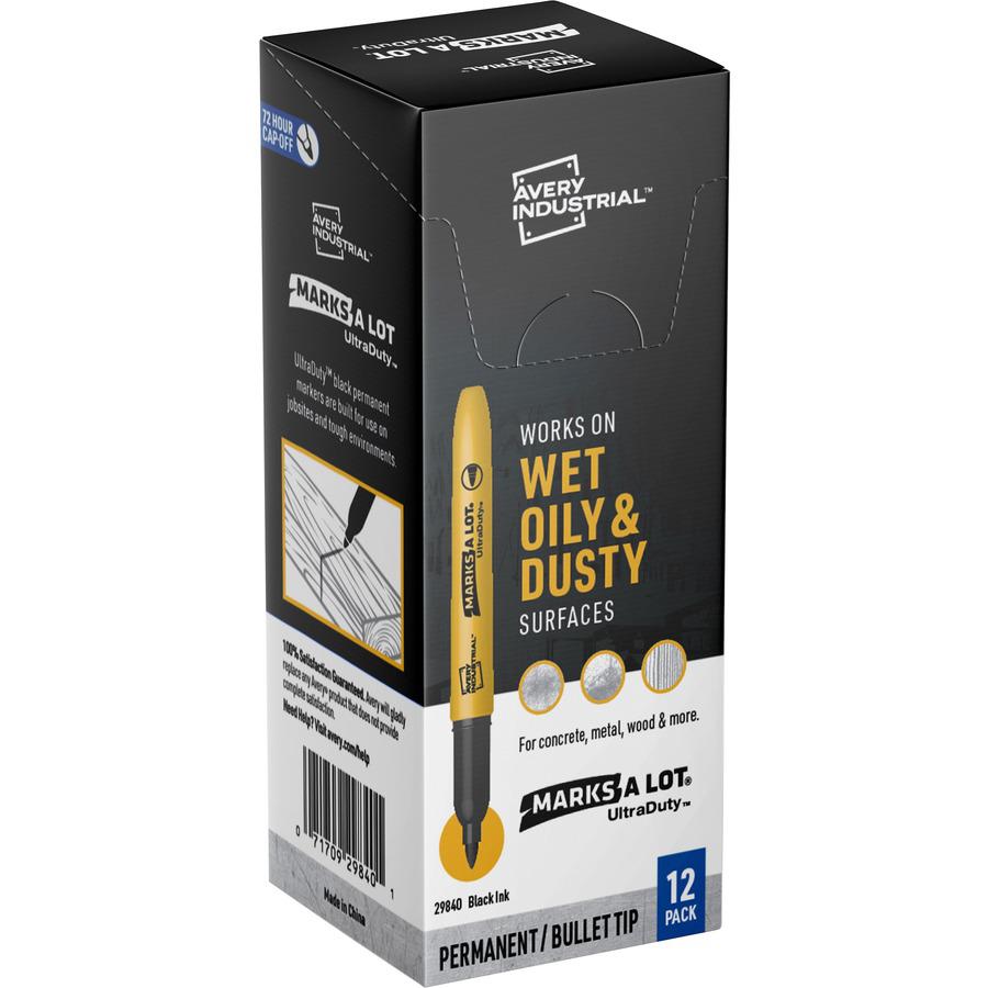 Avery&reg; Ultra Duty Marks-A-Lot Permanent Markers - 1 mm Marker Point Size - Bullet Marker Point Style - Black - 12 / Pack. Picture 4