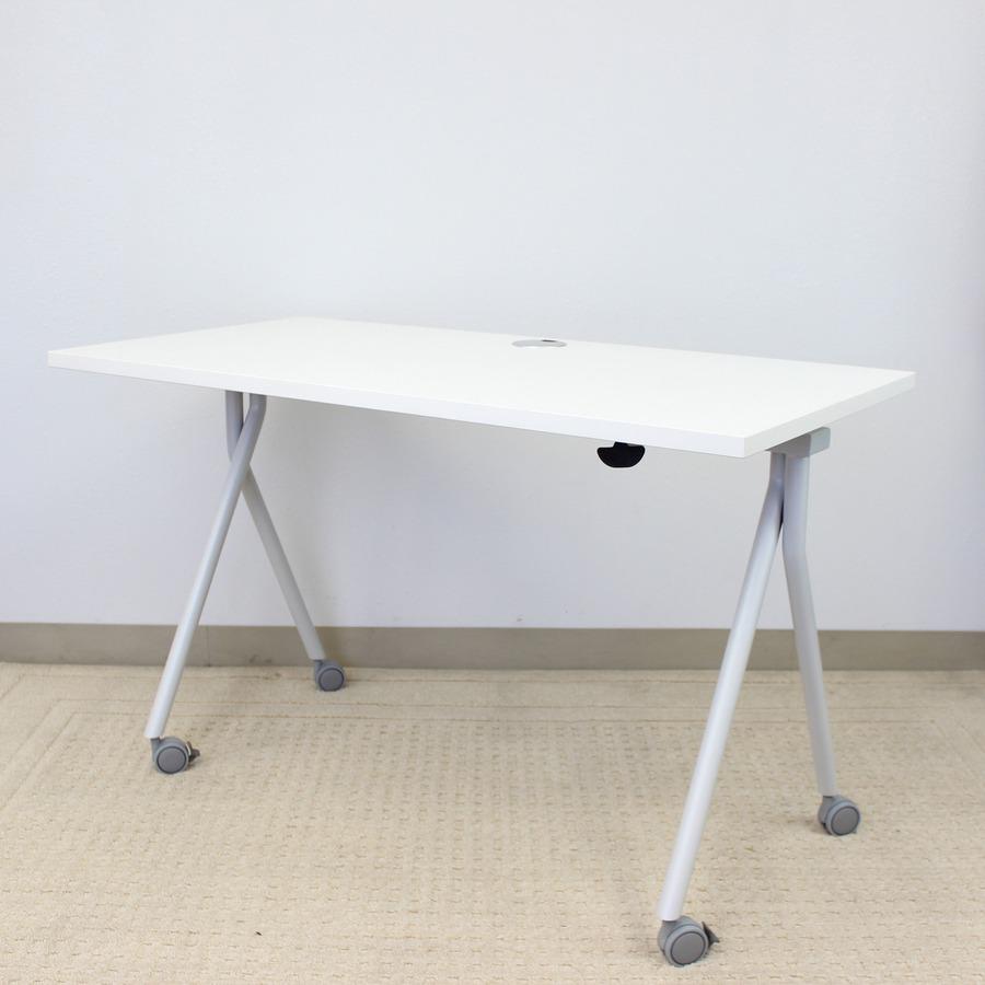 Boss Flip Top Training Table - White Laminate Rectangle Top - Four Leg Base - 4 Legs x 48" Table Top Width x 24" Table Top Depth - 29.50" Height - Wood Top Material. Picture 6
