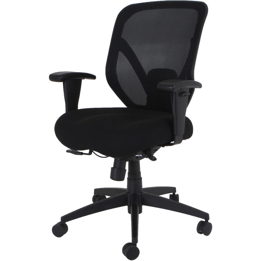 Lorell Executive High-Back Chair - Fabric Seat - Mesh Back - High Back - 5-star Base - Black - Armrest - 1 Each. Picture 3