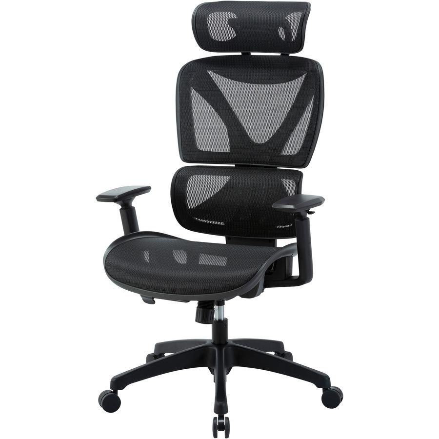 Lorell High-back Mesh Chair - Plastic Frame - High Back - 5-star Base - Black - Armrest - 1 Each. Picture 15