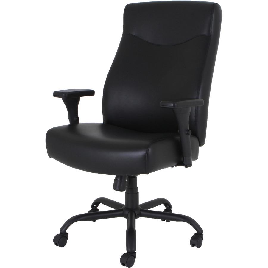 Lorell Executive High-Back Big & Tall Chair - Bonded Leather Seat - Bonded Leather Back - High Back - 5-star Base - Black - Armrest - 1 Each. Picture 4