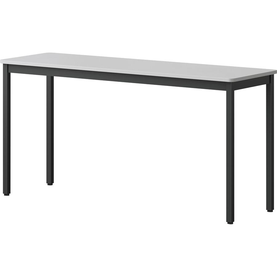 Lorell Utility Table - Gray Rectangle, Laminated Top - Powder Coated Black Base - 500 lb Capacity - 59.88" Table Top Width x 18.13" Table Top Depth - 30" Height - Assembly Required - Melamine Top Mate. Picture 8