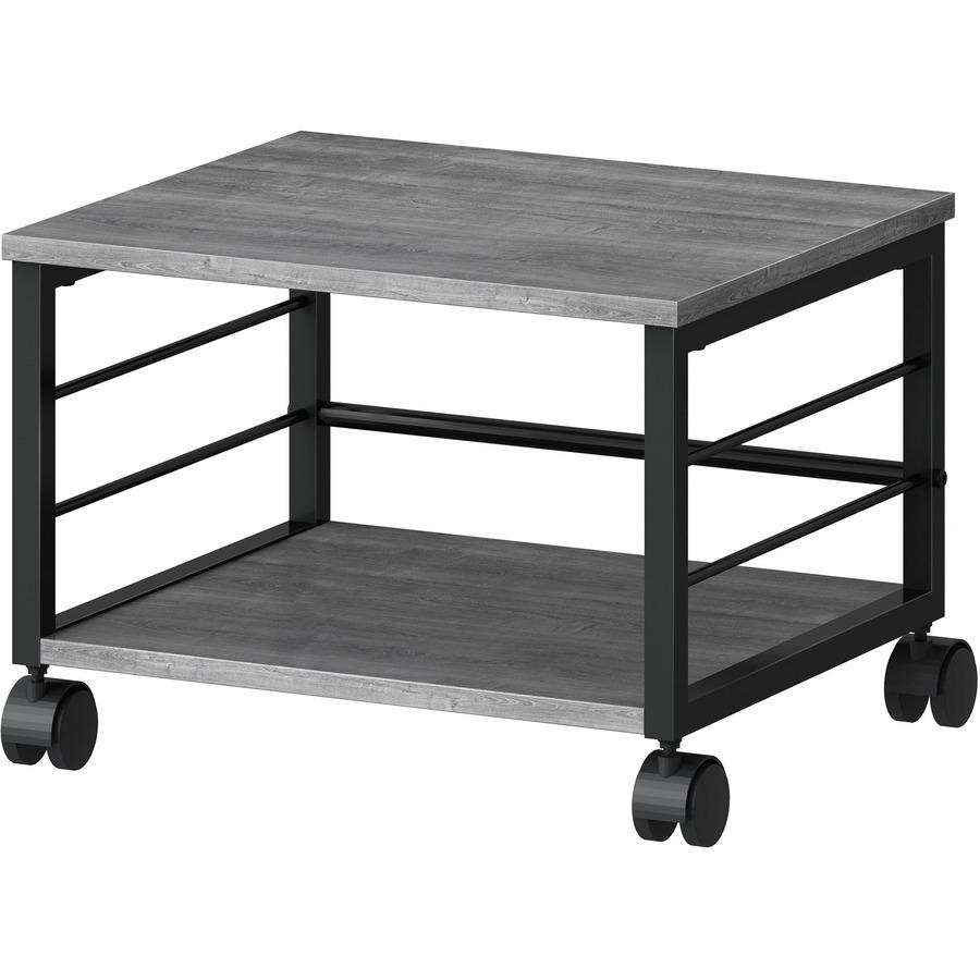 Lorell Underdesk Mobile Machine Stand - 150 lb Load Capacity - 13.2" Height x 18.7" Width x 15.7" Depth - Desk - Powder Coated - Metal, Laminate, Polyvinyl Chloride (PVC) - Charcoal, Black. Picture 14