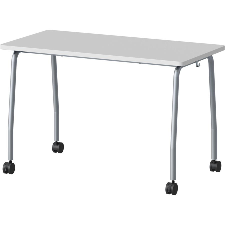 Lorell Training Table - Laminated Top - 300 lb Capacity - 29.50" Table Top Length x 23.63" Table Top Width x 1" Table Top Thickness - 47.25" HeightAssembly Required - Gray - Particleboard Top Material. Picture 10