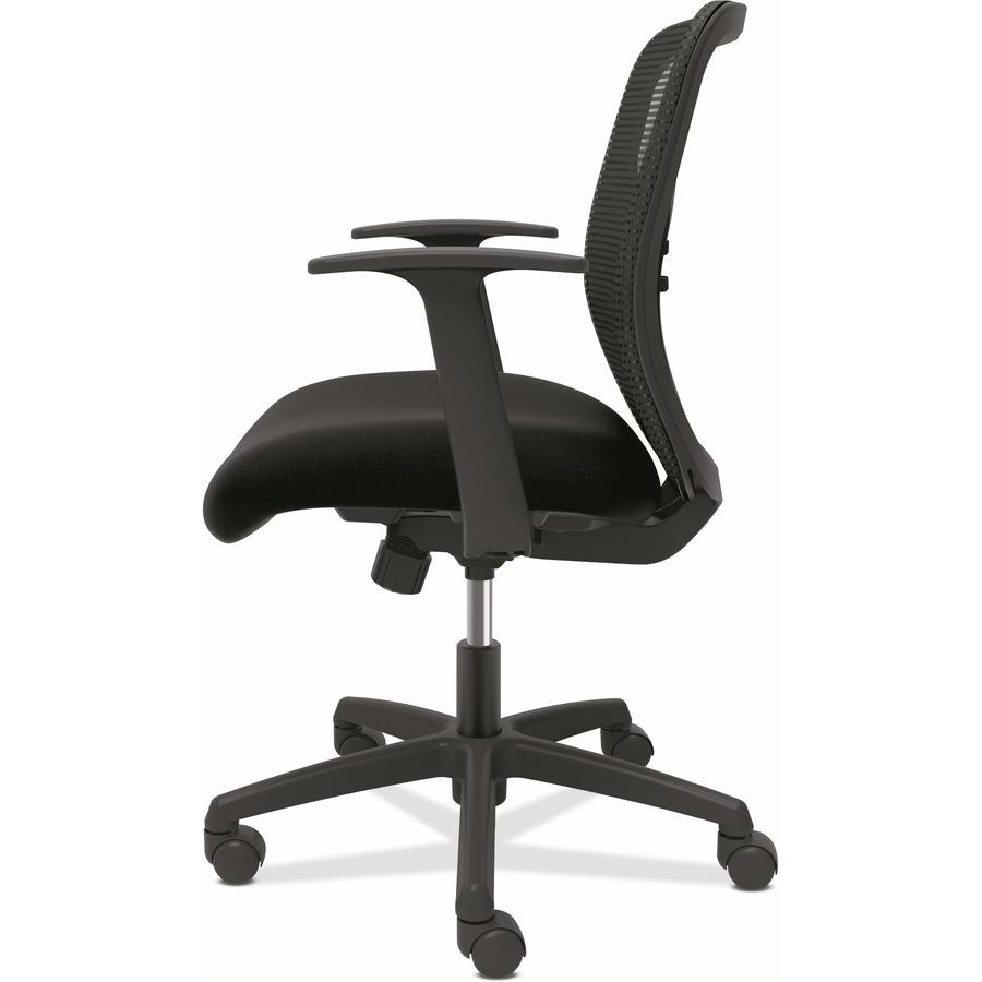 HON Gateway Chair - Fabric Seat - Black Mesh Back - Black Frame - Black - Armrest. Picture 6