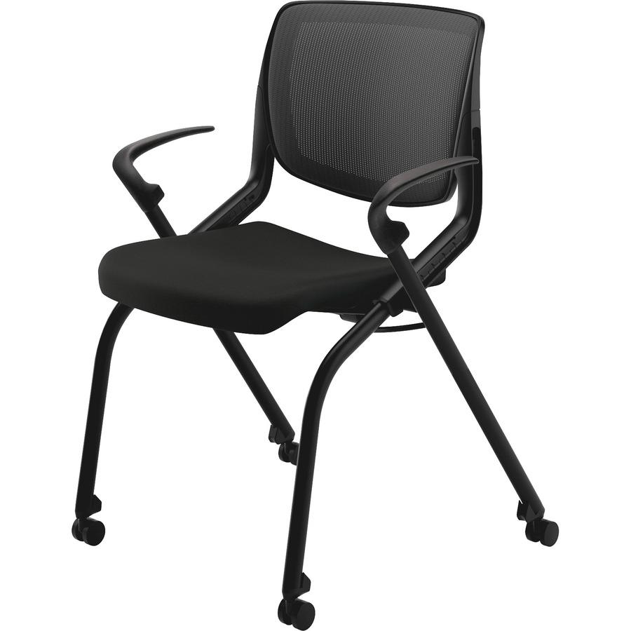 HON Motivate Chair - Black Fabric Seat - Black Back - Textured Black Reinforced Resin Frame - Black - Armrest. Picture 5