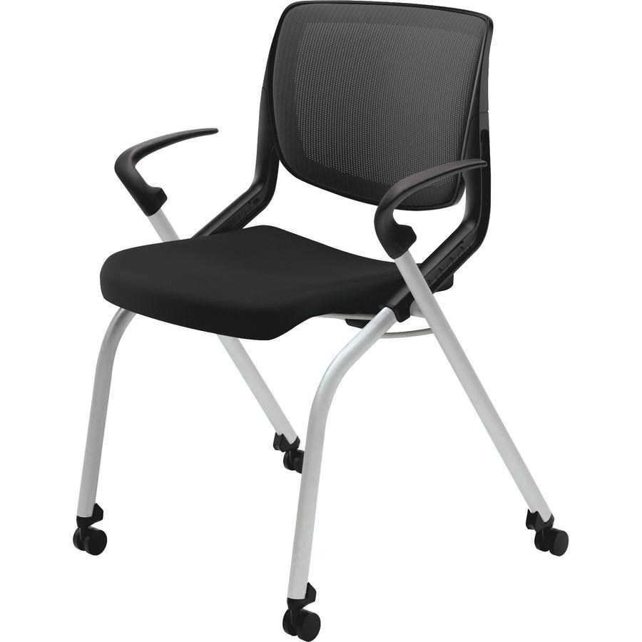 HON Motivate Chair - Black Fabric Seat - Black Back - Platinum Metallic Reinforced Resin Frame - Black - Armrest. Picture 5