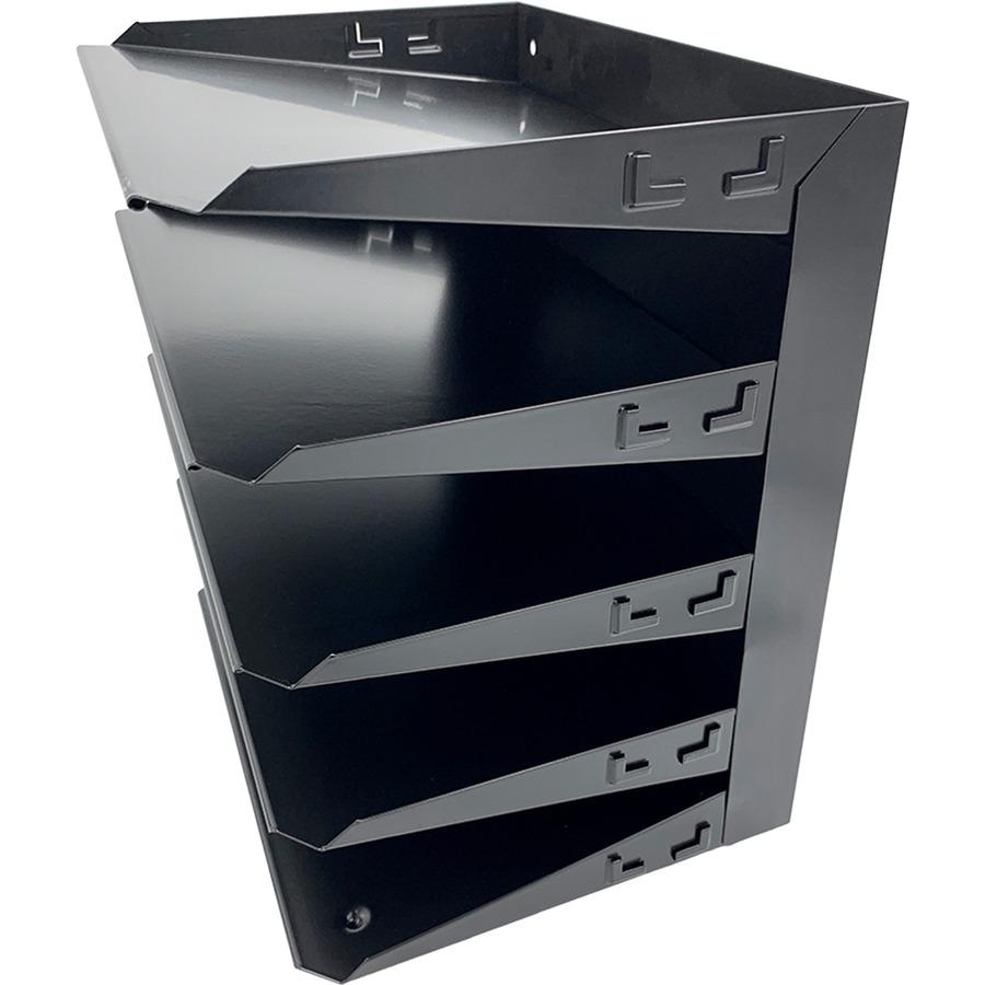 Huron Horizontal Slots Desk Organizer - 5 Compartment(s) - Horizontal - 12" Height x 8.8" Width x 12" Depth - Durable - Black - Steel - 1 Each. Picture 6