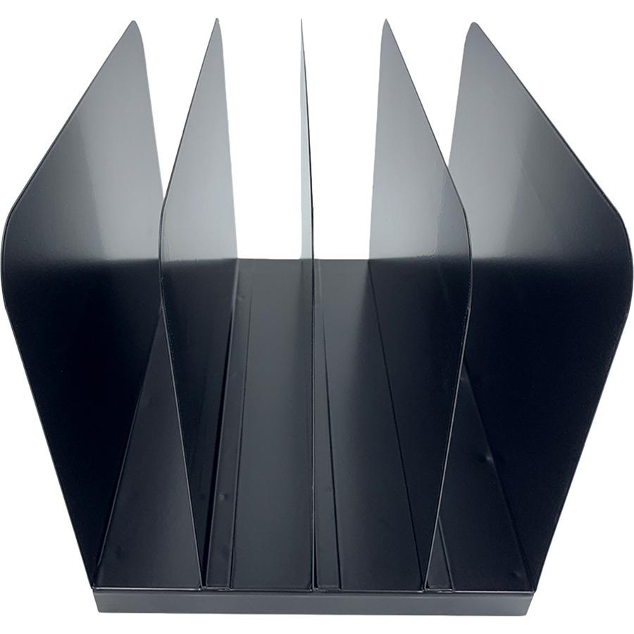 Huron Vertical Desk Organizer - 4 Compartment(s) - Vertical - 7.8" Height x 11" Width x 11" Depth - Durable - Black - Steel - 1 Each. Picture 3